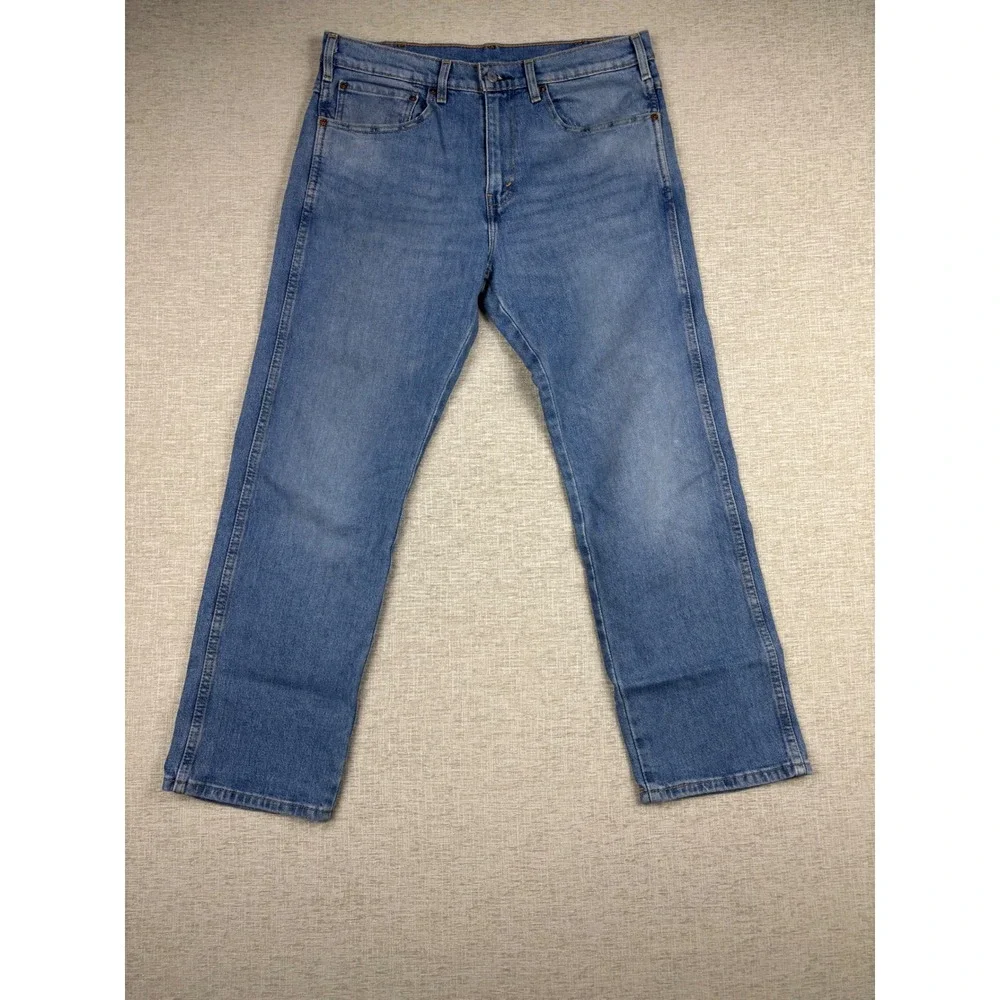 Levis 505 Mens 34x30 Regular Fit Straight Leg Blue Medium Wash Jeans